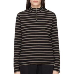 YMC No Wave Cotton Sweatshirt - Brown and Black Stripe (S)